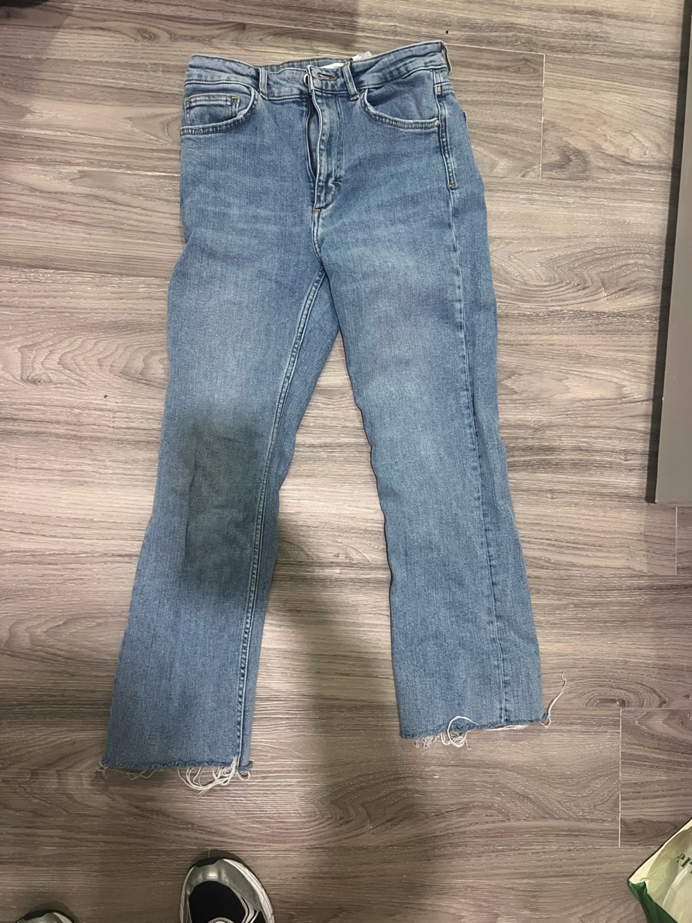 Zara Light Blue Denim Jeans high rise straight leg stretch